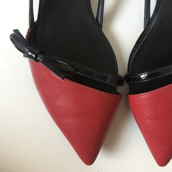 Zara Basic Red Black Bow Flats - Picture 2 of 6